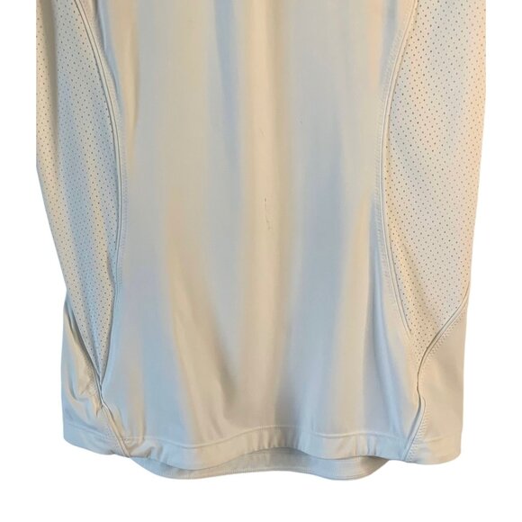 •SOLD•ATHLETA Bright White Cap Sleeve Perforated Pacifica II Zip-Neck Tank Top M - Picture 6 of 9